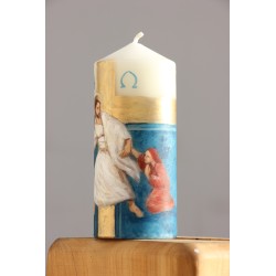 Velón Pascua Adán y Eva. PINTADO A MANO· CiP007des · ARTE6101