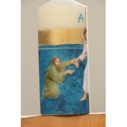 Velón Pascua Adán y Eva. PINTADO A MANO· CiP007des · ARTE6101