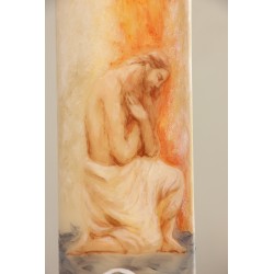Cirio Bautismo de Jesús 7*70. PINTADO A MANO. CiP009-7