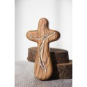 Cruz de mano de madera de olivo pintada | Grande