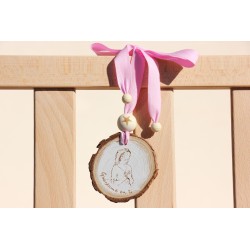 Medallón de la Virgen para cuna Lazo rosa simple. Guárdame en ti. BEP-lazoRo3 · NENU103