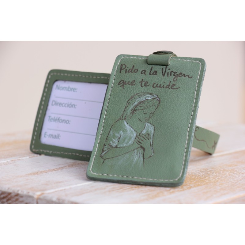 Etiqueta equipaje. Bella Pastora. Verde oscuro. Pintada a mano.-ARTESANO. Equ-BEP-Veo · POPU1001