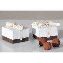 Cofre cubo con lazo | 3 trufas