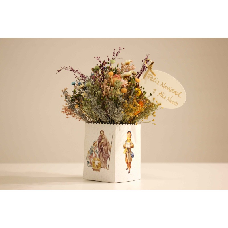 Cubo de flores Feliz Navidad y Año nuevo · FL166
