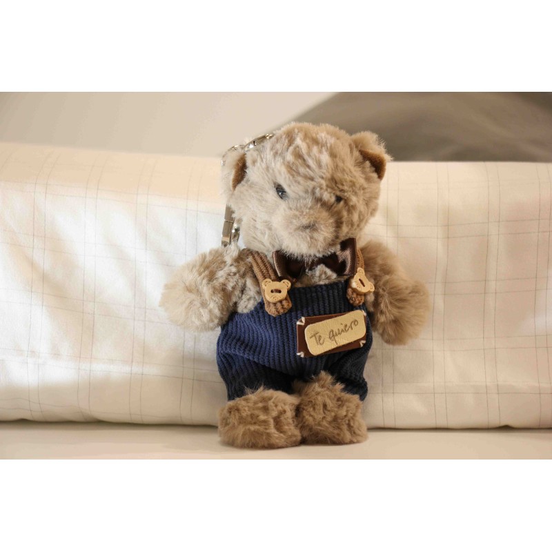 Oso pequeño con peto azul 'Te quiero' 11cm Pel07 · NENU307