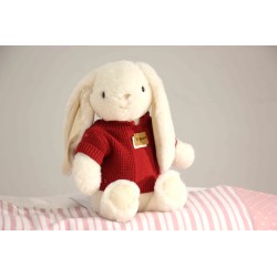 Conejito blanco con jersey rojo 25cm Pel18