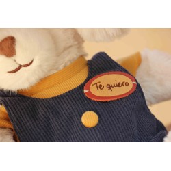 Perro blanco con peto azul Pel19