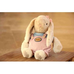 Conejita con peto rosa 25cm Pel25