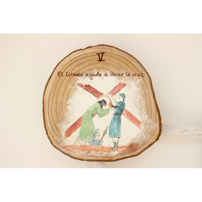 V ESTACIÓN con nombre. El cireneo ayuda a llevar la cruz. VIA-5T