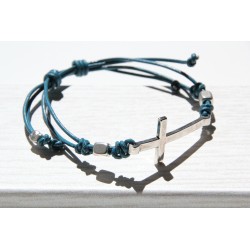 Pulsera cruz cuero 1005