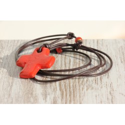 Colgante cruz de barro 1308 marron