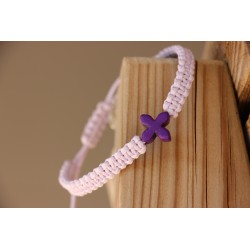 Pulsera macrame cruz de piedra lila Mod1528