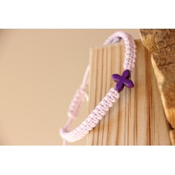 Pulsera macrame cruz de piedra lila Mod1528