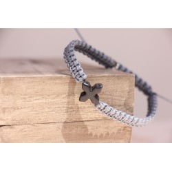 Pulsera macrame cruz de piedra gris Mod1530