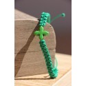 Pulsera de macramé cruz de piedra verde