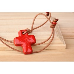 Cruz barro cuero natural 1308natu