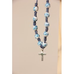 Colgante azul de bolas y cruz plata Modpla7501