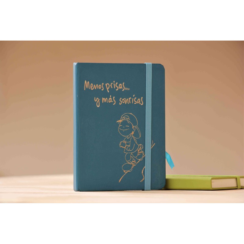 31-MENOS PRISAS Y MÁS SONRISAS. A6 polipiel-Azul aguamarina. PRI-102-AZa · PAP31