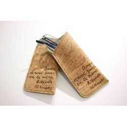 Funda para gafas de corcho: Amar es mirar juntos en la misma dirección. Verde. GAF-PRI-VER