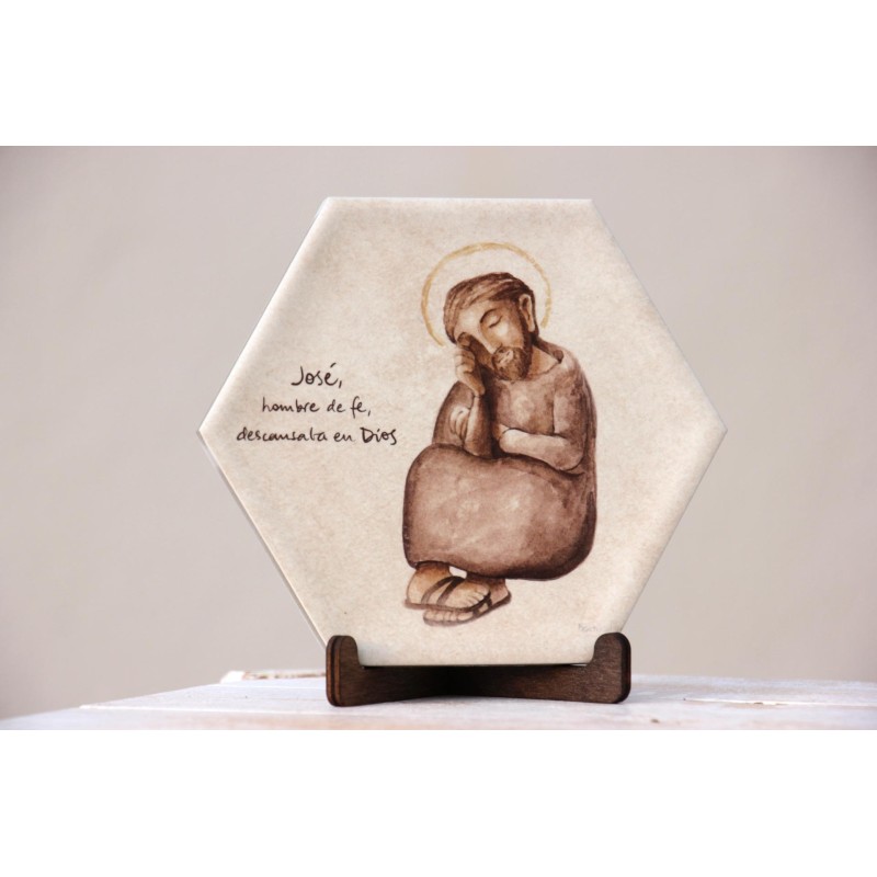 Azulejo: San José, hombre de fe. San José, hombre de fe, descansaba en Dios. AZU3105 · ARTE3105