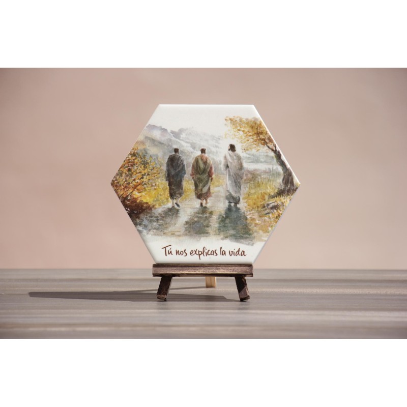 Azulejo Emaús Tú nos explicas la vida · AZU3204 · ARTE3204