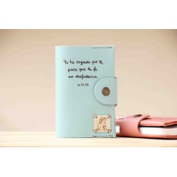 Funda de Evangelio grabada: Yo he rogado por ti, para que tu fe no desfallezca-ARTESANO- Azul EV6003