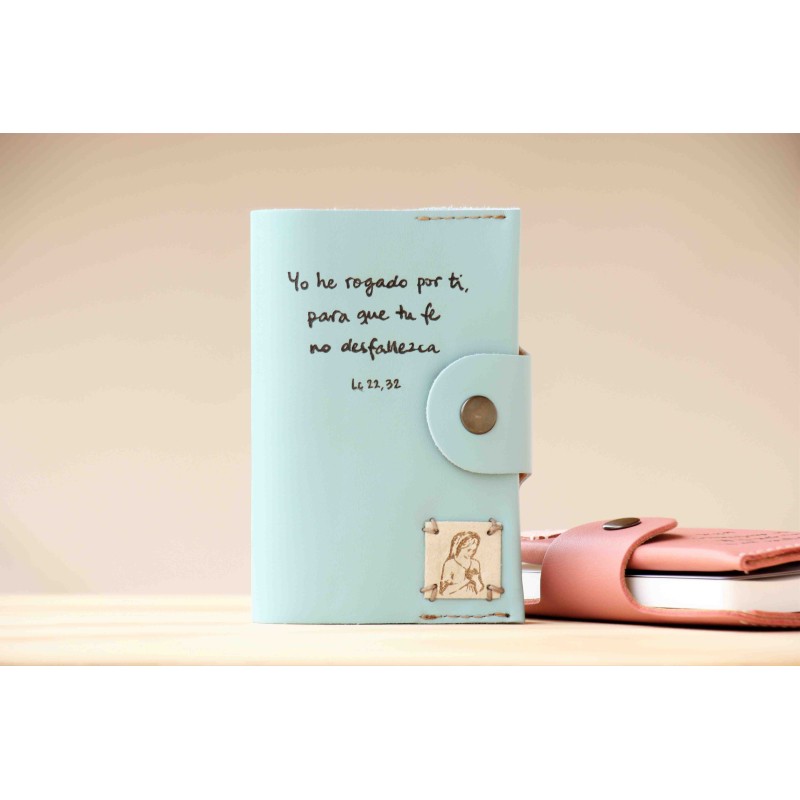 Funda de Evangelio grabada: Yo he rogado por ti, para que tu fe no desfallezca-ARTESANO- Azul EV6003