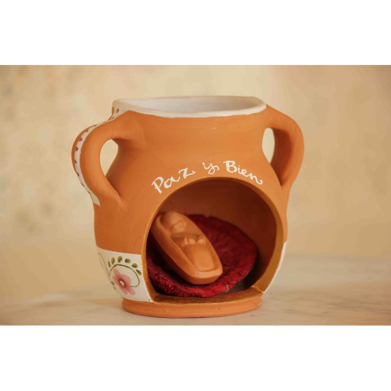 Barro M.B. con Niño Orza nº6 Flor morada Paz y bien 3* · BEL324 NAV2324