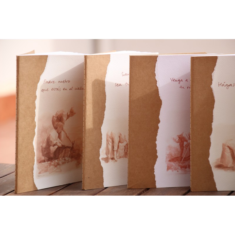 405-PADRE NUESTRO. Padre nuestro q estás en el cielo. ACUARELA A5 kraft cosido. PAD-1-505 · PAP405
