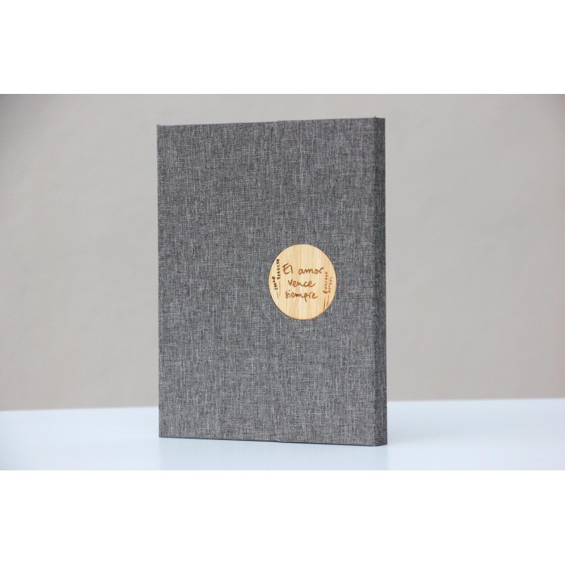 15-EL AMOR VENCE SIEMPRE A5 RPET bambú carpeta con bloc - VEN-602-Gri · PAP15
