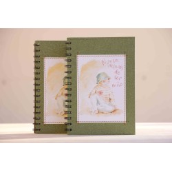 41-NUNCA DEJARÁS DE SER NIÑO. A5 espiral hojas recicladas kraft verde. SER-210-VER