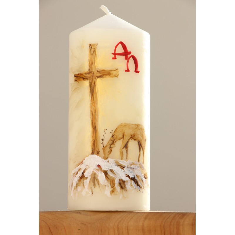 Vela Pascua-ciervas. PINTADO A MANO. CiP007ci · ARTE6106