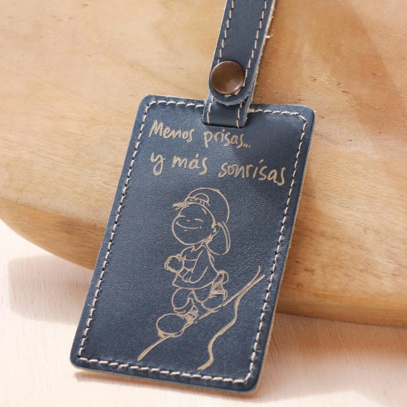 Etiqueta equipaje: Menos prisas... Azul. Pintada a mano. ARTESANO. Equ-PRI-Azu · POPU1002