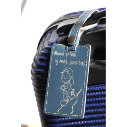 Etiqueta equipaje: Menos prisas... Azul. Pintada a mano. ARTESANO. Equ-PRI-Azu · POPU1002