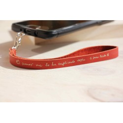 Cuelga móvil de cuero. El Amor me lo ha explicado todo. Rojo. MOV-exp-ROJ· POPU204