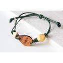 Pulsera de cuero verde oscuro con gota 'Iesu'