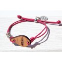 Pulsera de cuero rosa con gota 'Iesu'