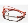 Pulsera cruz cuero 1003
