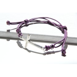 Pulsera cruz cuero 1004