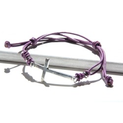 Pulsera cruz cuero 1004