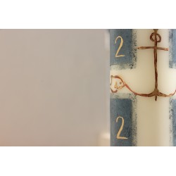 Cirio Ancla 8*80. PINTADO A MANO. CiP001-8
