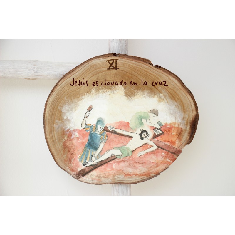XI ESTACIÓN con nombre. Jesús es clavado en la cruz. VIA-11T