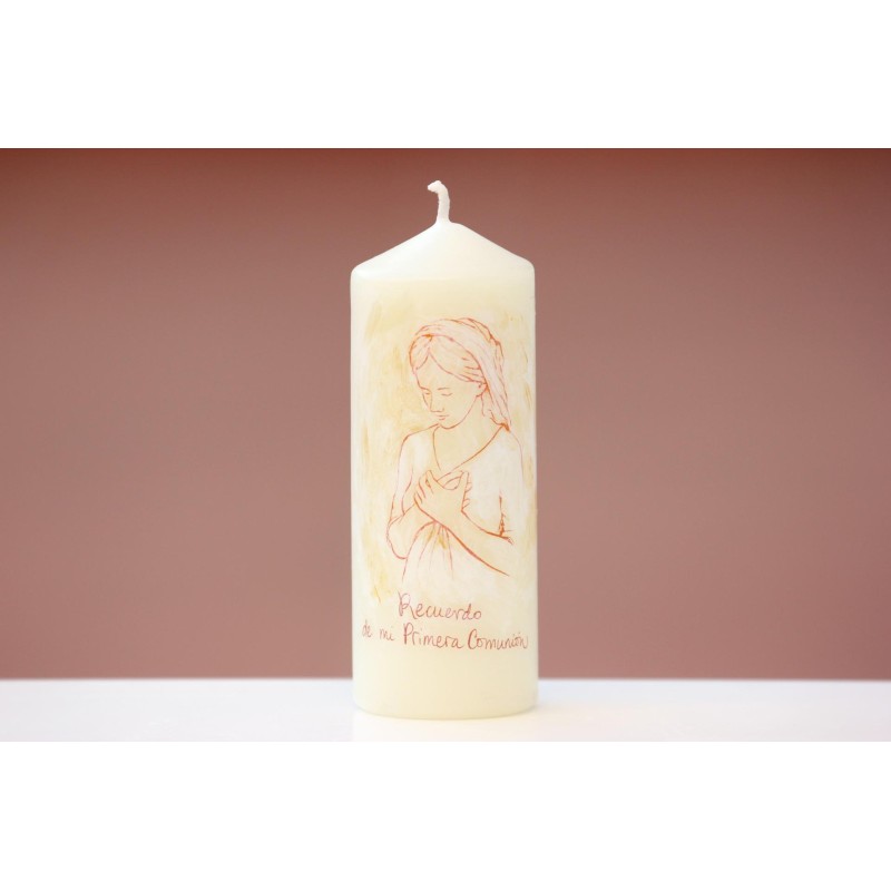 Cirio de comunión Mini-Bella Pastora 4 x 11 cm de altura. Recuerdo de mi Primera Comunión. CiC003 ·