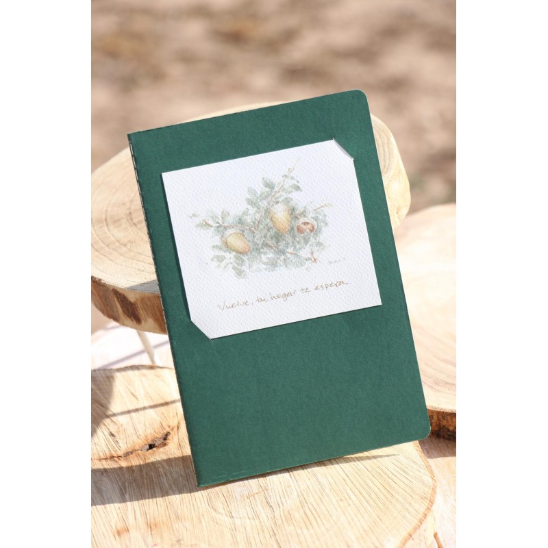 3-VUELVE, TU HOGAR TE ESPERA. ACUARELA A5 kraft cosido- finito-Verde. HOG-506-VER · PAP3