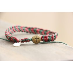 Pulsera de hilo grana-verde 1523