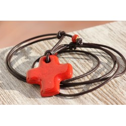 Colgante cruz de barro 1308 marron