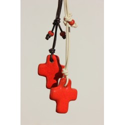 Colgante cruz de barro 1308 marron