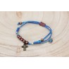 Pulsera cruz de hilo azul 42