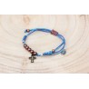 Pulsera cruz de hilo azul 42
