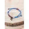 Pulsera cruz de hilo azul 42